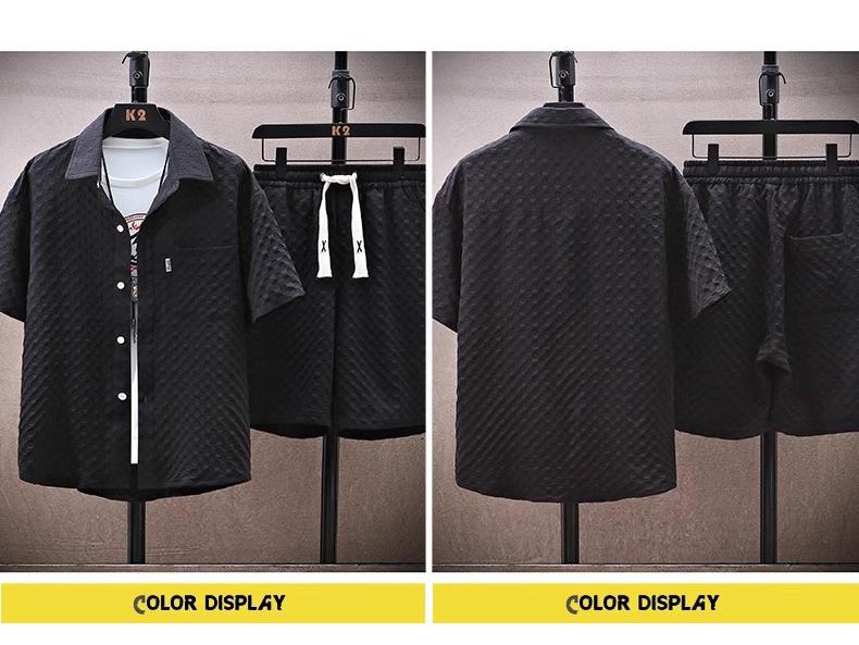 Thin Style Casual Sportswear Two-Piece Set: Short-Sleeve Shirt & Shorts