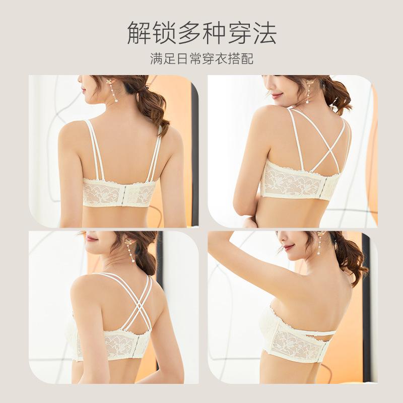 The Original Strapless Women's Small Breasts Are Gathered and Show Large, Non-slip, Upper Support, Secondary Breasts, Anti-light Lace Tube Top
