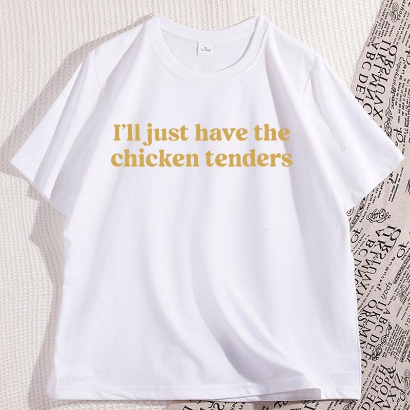 Ich nehme nur die Hähnchen-Nuggets T-Shirt Lustig Baumwolle Kurzarm Rundhals T-Shirt Humor Locker Streetwear Herrenbekleidung