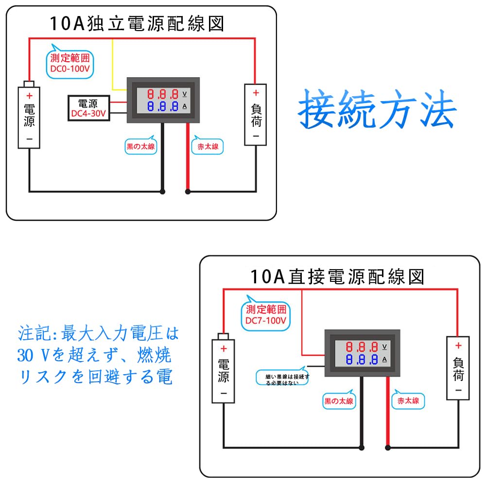 SSZYMAOYI Digital Ammeter, Voltmeter, DC0-/10A Measurement, Set of 3, LED Panel Mounted, Power Monitor