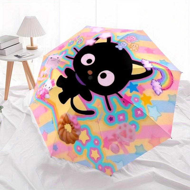 1 Stück Kawaii Katze Automatisches Öffnen/Schließen Faltbarer Regenschirm, Kompakter Tragbarer Reise-Regenschirm, Perfekt für Geburtstag/Weihnachten, Niedlicher Regenschirm, Langlebig C