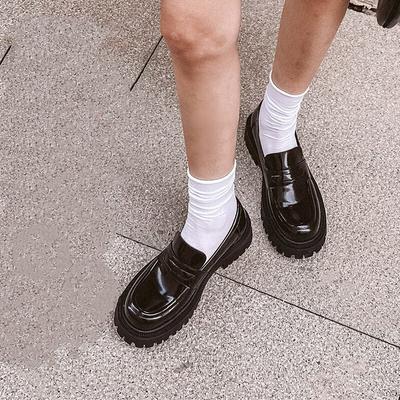 Piel de vaca entera~ zapatos de cuero pequeños para mujer 2025 primavera y otoño estilo británico casual zapatos de un solo uso plataforma mocasines versátiles