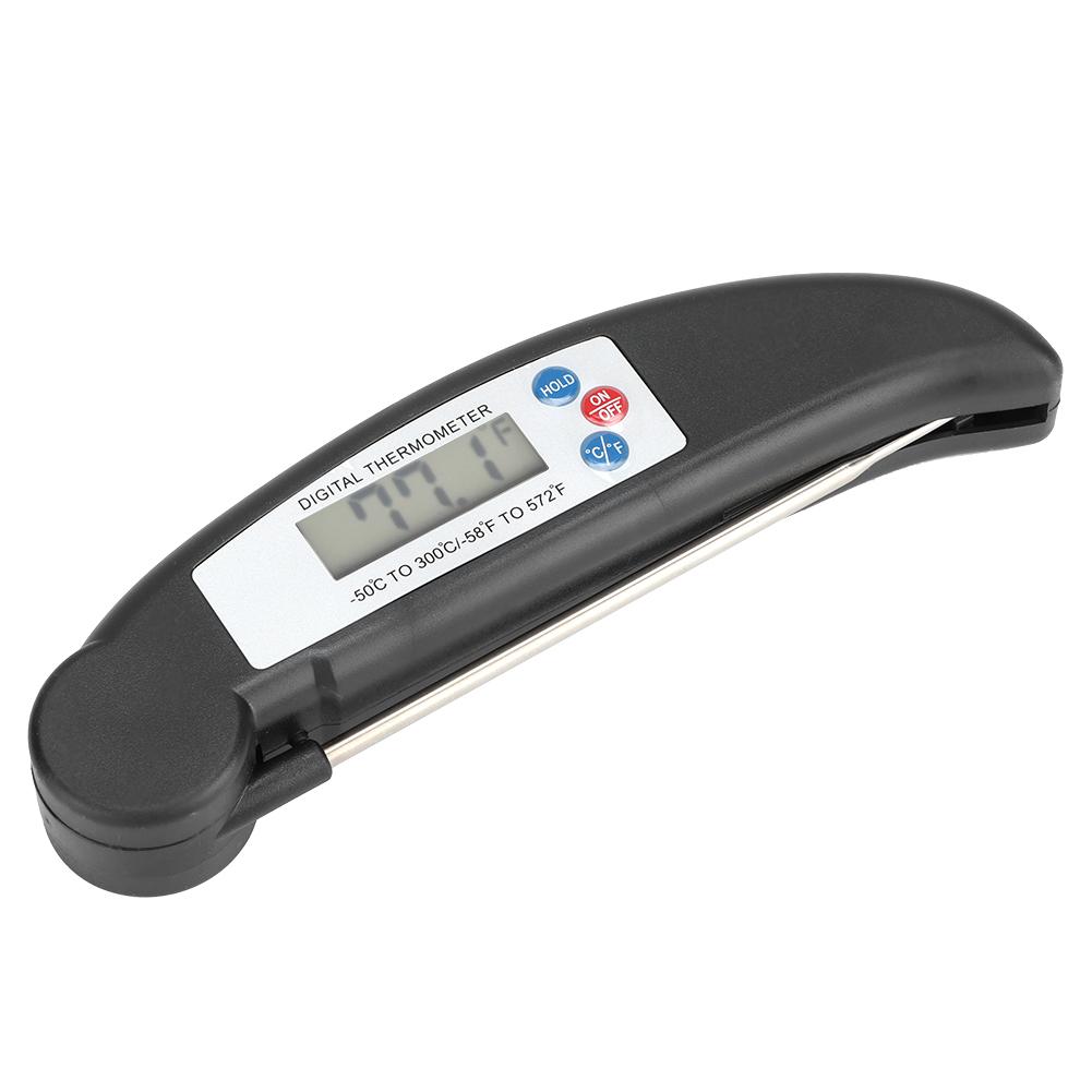 Folding Waterproof LCD Digital BBQ Grill Thermometer Kitchen Cooking Food ThermometerBlack