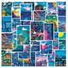 10/30/50pcs Cartoon Anime Street Night View Stickers Aesthetic Painting Prints Scenery Decal Laptop Suitcase Guitar Cool Sticker