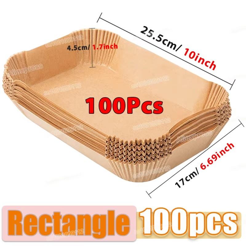 100/50KS Obdélníkový papír do horkovzdušné fritézy Čtvercový pečicí papír Podložka na grilovací talíř Kuchyňská trouba Nepřilnavý olej Vložky z papíru do horkovzdušné fritézy
