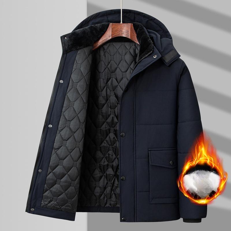 Overcoats Casual Men Thermal Cotton Jacket Jacket Clothing Fleece Winter Men's  Cotton Coat Male Mid-Long Thick Warm Parka