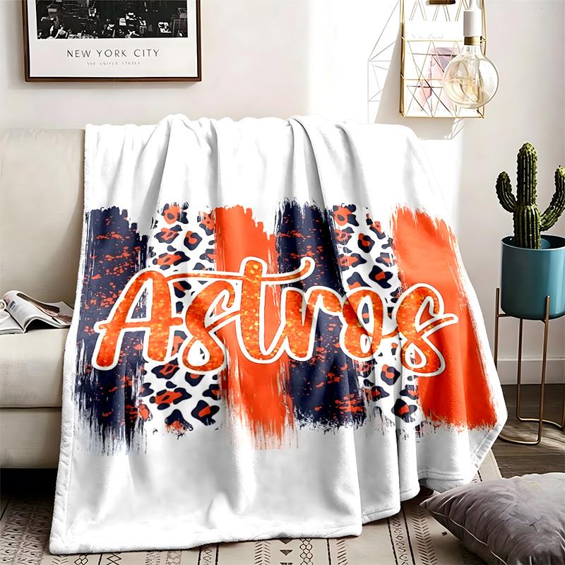 Houston Astros Theme Personalized Outdoor Flannel Blankets Soft And Suitable For All Seasons Perfect For Sofas Beds And Camping