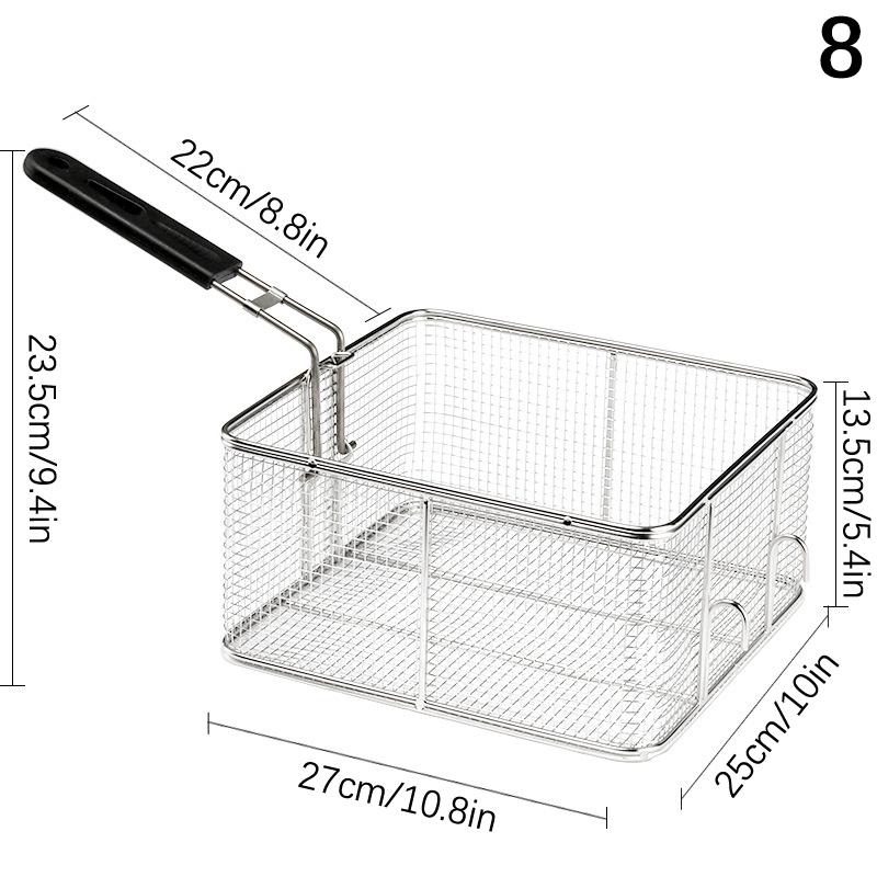 Stainless Steel Fryer Screen French Fries Frame Square Filter Net Encrypt Colander Strainers Shaped Frying Fried Mesh Basket