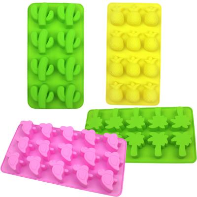 Cactus Silicone Mold Pineapple Ice Cube Tray Flamingo Coconut Tree Chocolate Candy Mould Pet Treats Fruit Snack Soap Kitchen
