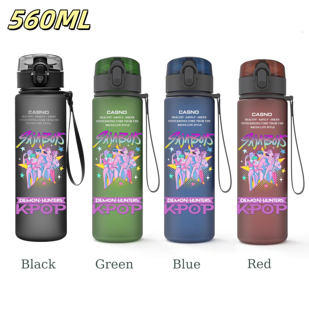 560ML KPop Demon Hunters Plastic Cartoon Pattern Water Cup Tall Superior Quality Children Outdoor Sports Drinking Water Bottle Birth Date Present
