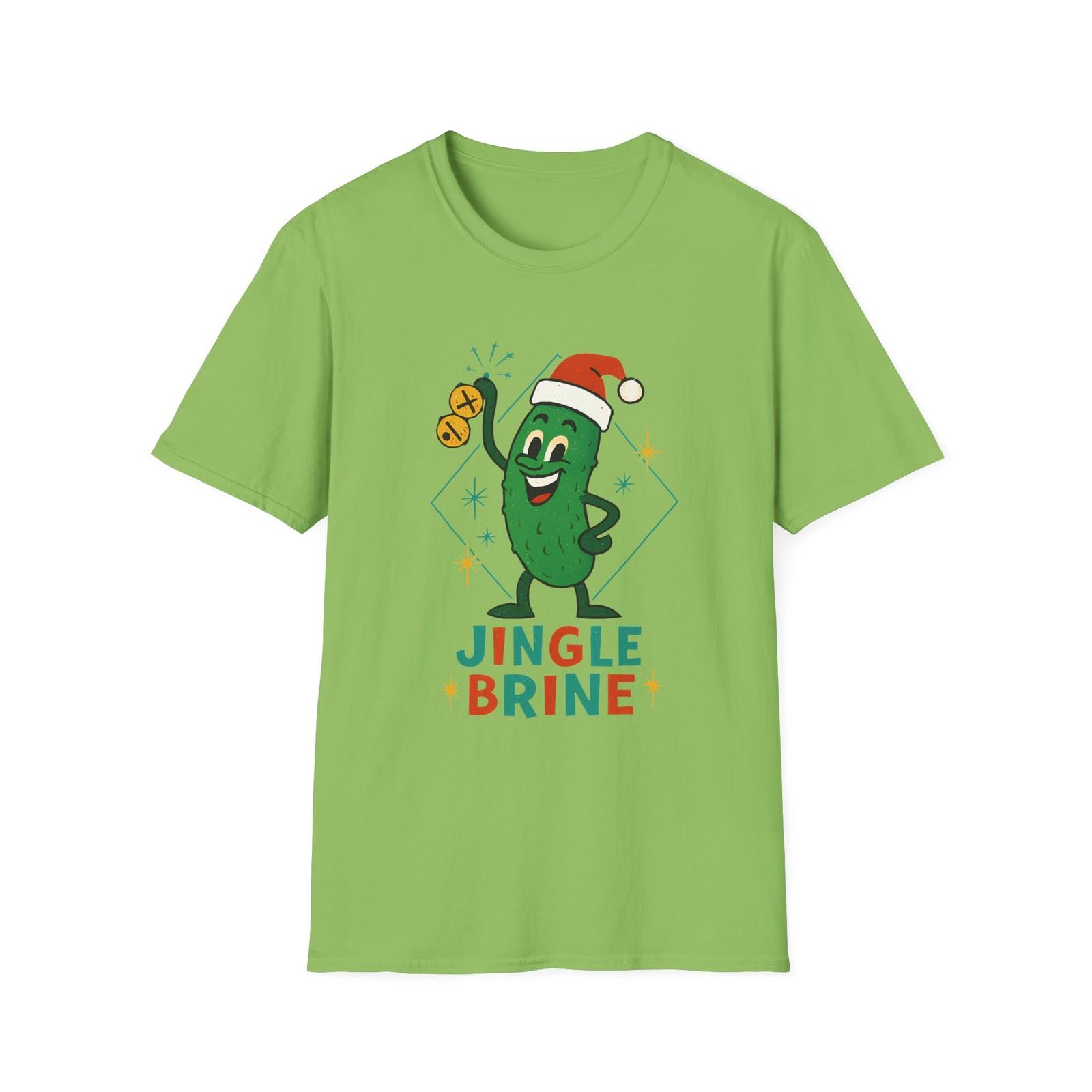 Unisex Softstyle T-Shirt Mens Womens Tees Top Funny Pickle Santa Sleigh Bells Holiday Christmas 2XL