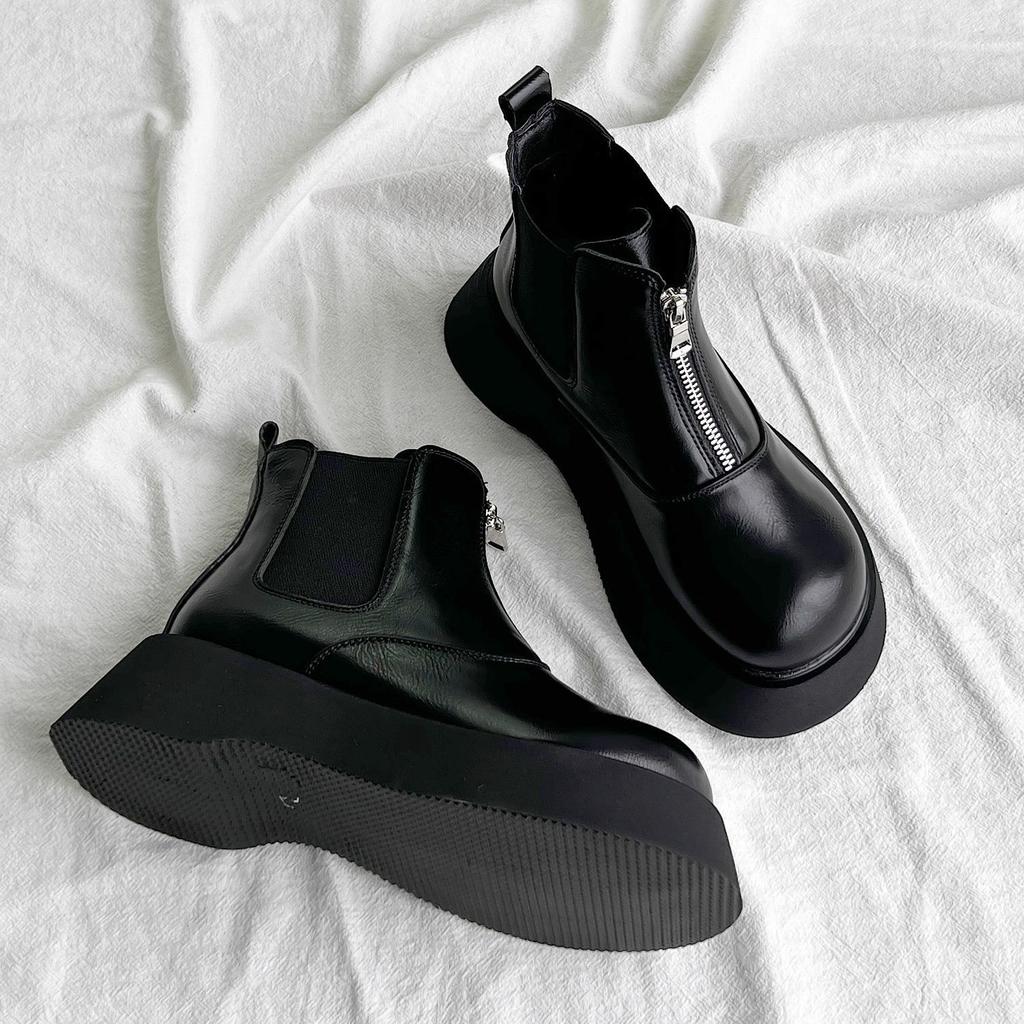 Thick-soled Martin boots women's new autumn and winter heightening short boots British style single boots Chelsea boots Ghost Emperor boots