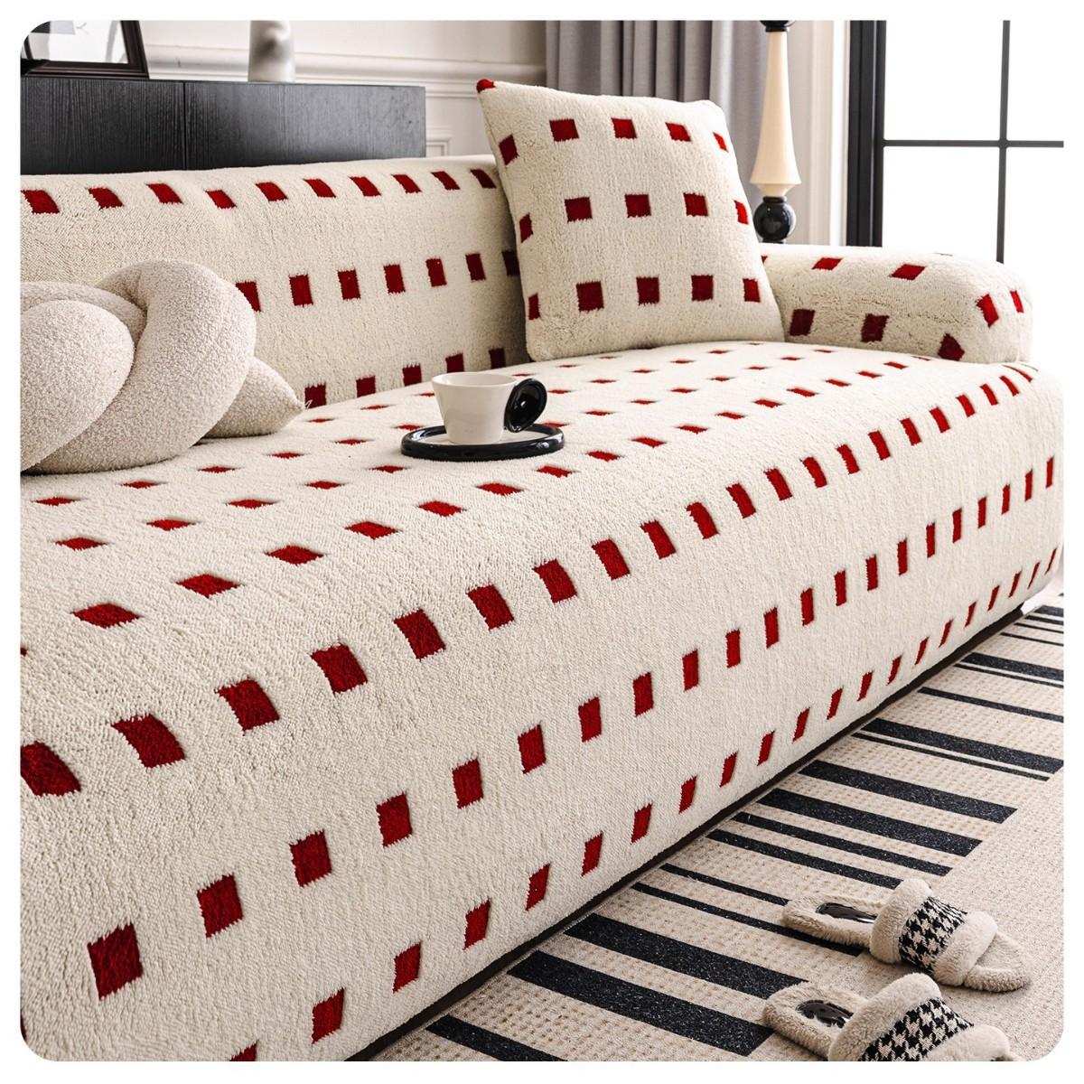 

Japanese Shu Cotton Velvet Anti Cat Scratch Sofa Cover All Inclusive Universal Cover New Winter Thickened Leather Sofa Cushion Anti Slip 90-140cm