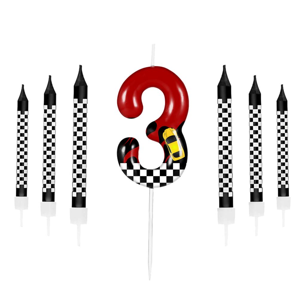 7pcs Red Blue Spider 8th Birthday Number Candles, Number 0-9 Candle Cake Topper Decorations for Spider Cartoon Themed Parties