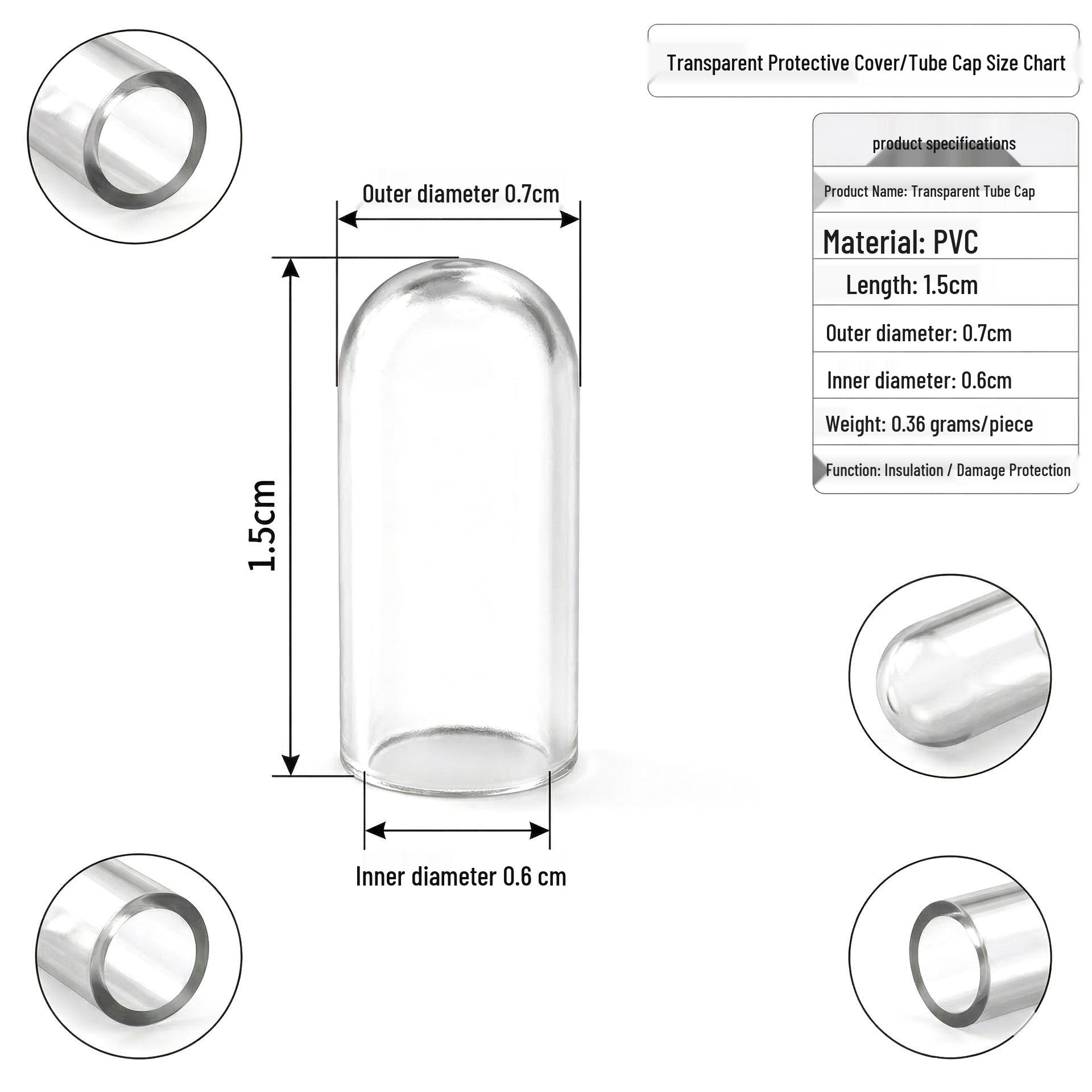 Semi-Transparent Soft Rubber Tip Tweezers Protective Sleeve 1 Piece