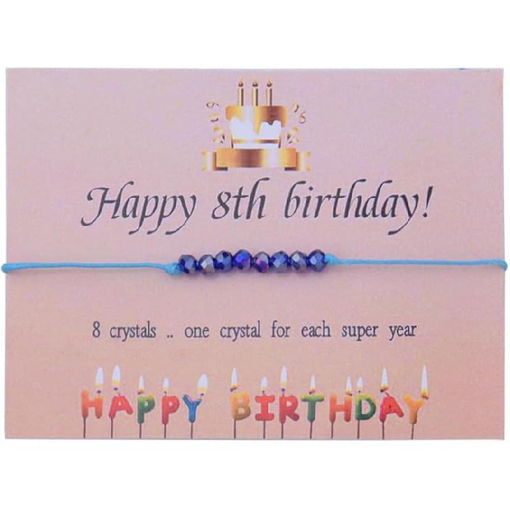 Подарок на День Рождения для Женщин Девочек Браслет из Хрустальных Бусин для 9-летних 8-летних 10-летних Девочек Подарки на Счастливый День Рождения для 9-летних 8-летних 10-летних Девочек 8th