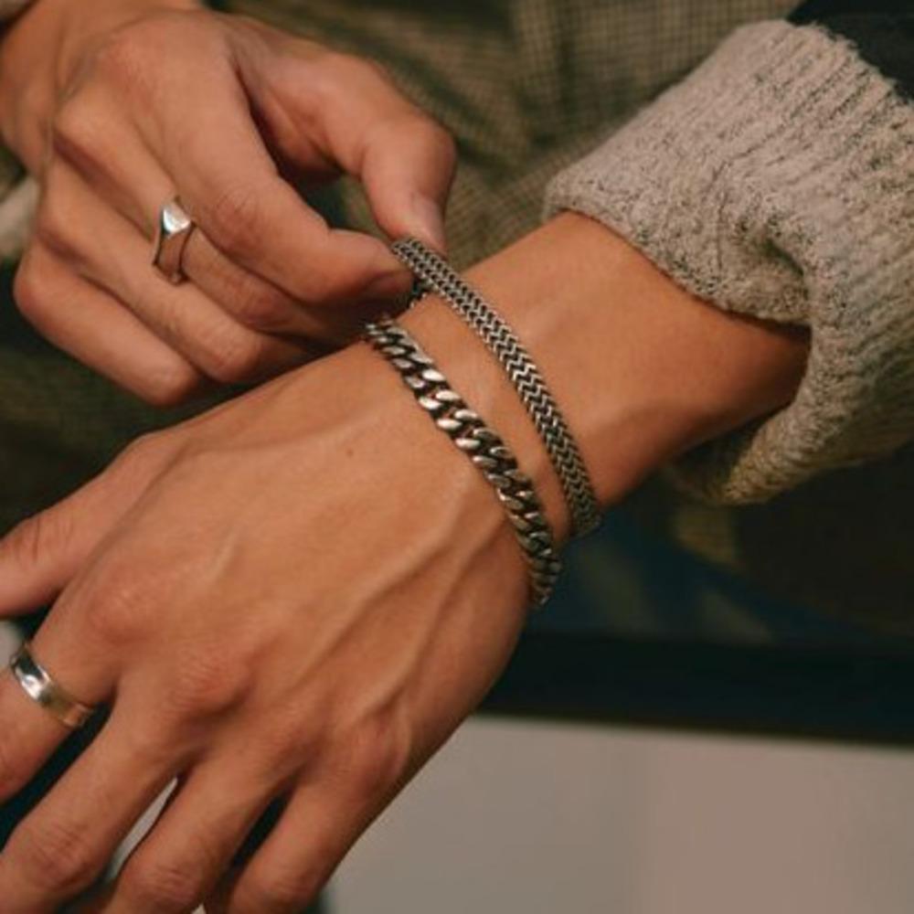Braccialetti a Catena Vintage per Uomo Ragazzo, Elegante Braccialetto Link Cubano in Acciaio Inossidabile, Gioielli Punk Maschili