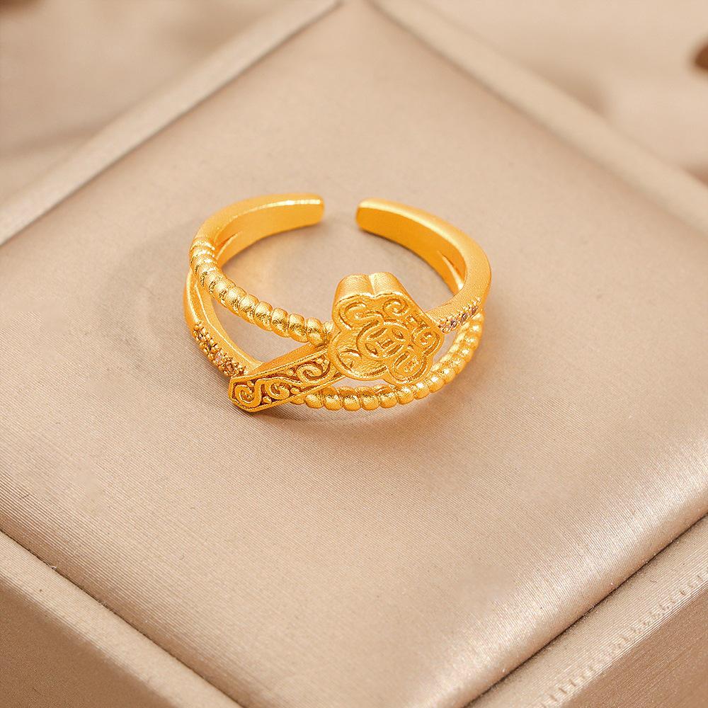 Douyin Bestseller: Copper Coin Treasure Basin Yuanbao Ring - Fashionable Gift for Girlfriend