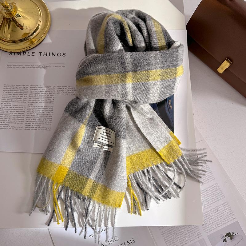 Wool  Women Scarf Luxury Cashmere Winter Blanket Wraps Casual Plaid Print Pashmina Bufanda Travel Poncho Stoles Echarpe