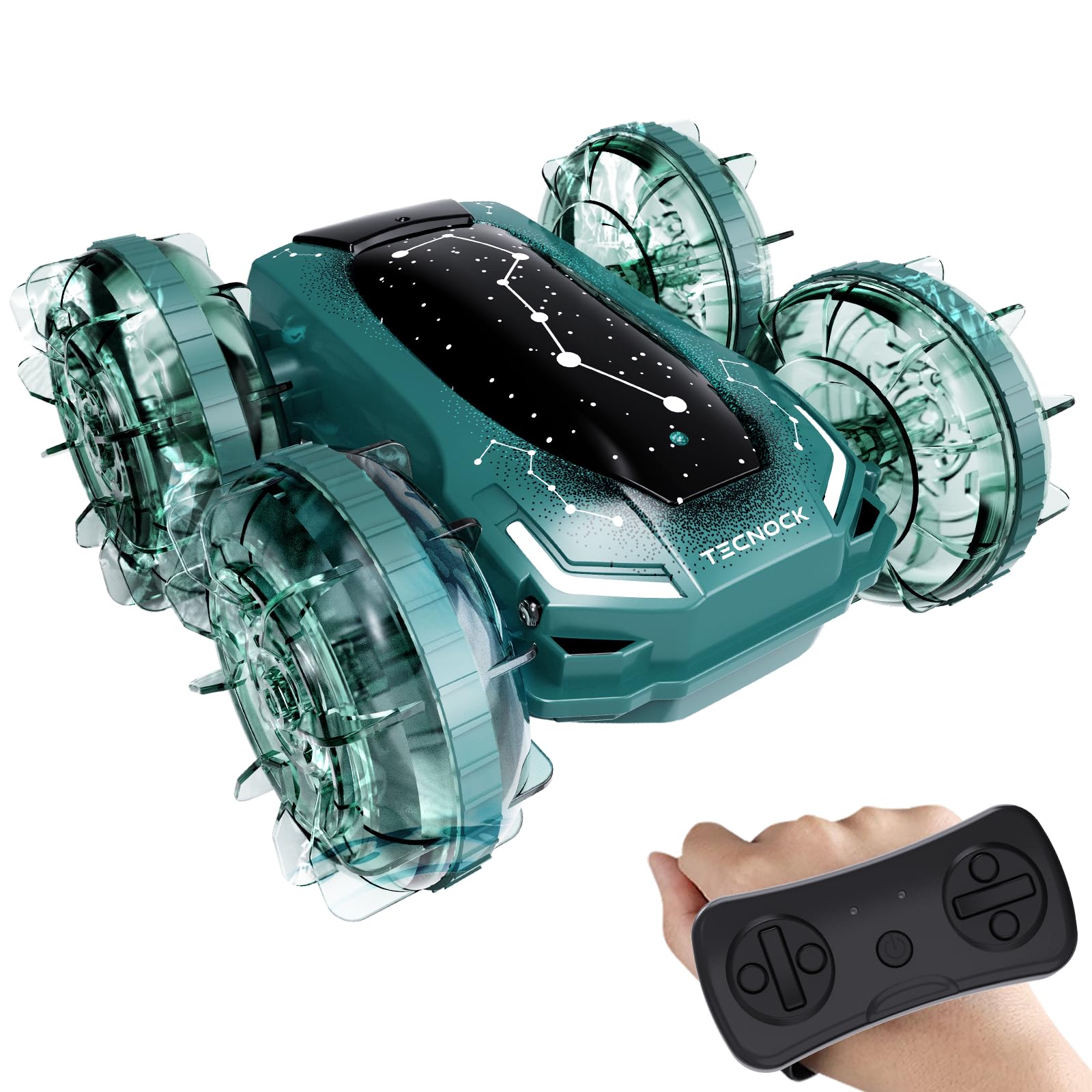 

Tecnock RC USB Магнитная для Жестов Трюковая Подарочная Машина, Амфибия, Перезаряжаемая, РУ, Дети, Управление, Вращение на 360°, Двусторонняя Езда, Машина, (зеленый) зелёный