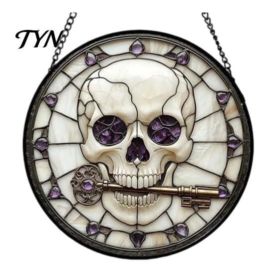 Seasonal Decorative Disc Retro Halloween Pendant, Ghost/Bat/Spider Web/Pumpkin Head Print, Door Handle Welcome Sign Vintage Acrylic Hanging