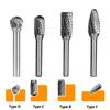 8pcs/set Efficient Double Cut Rotary Burr File 6mm Shank Rotary Burr Set Rotary Cutter File Engrave