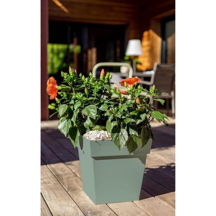 Square Flower Pot 32 Cm - EDA - Toscane - 22 L - 32 X 32 X H.32 Cm - Laurel Green