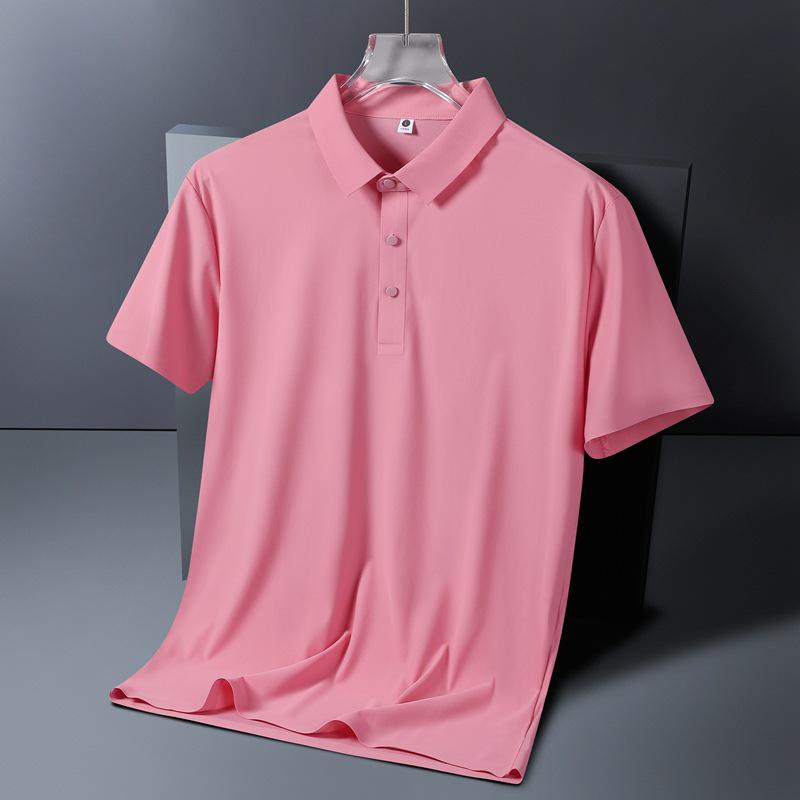 Ice Silk Men's Stretch Polo Shirt: Summer Lightweight, High-End Business Casual, Short Sleeve, Turn-Down Collar
