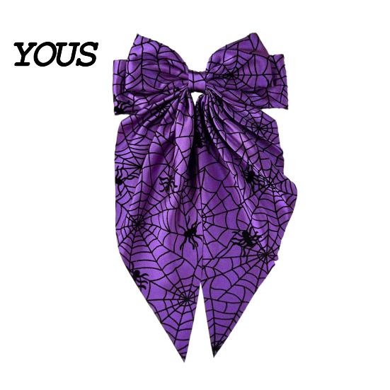 Dark Style Hair Bows for Festivals Halloween Bow Clip Women Girls, Spider Web Barrettes Cute Girls Clips, Large Bowknot Accessories Cosplay
