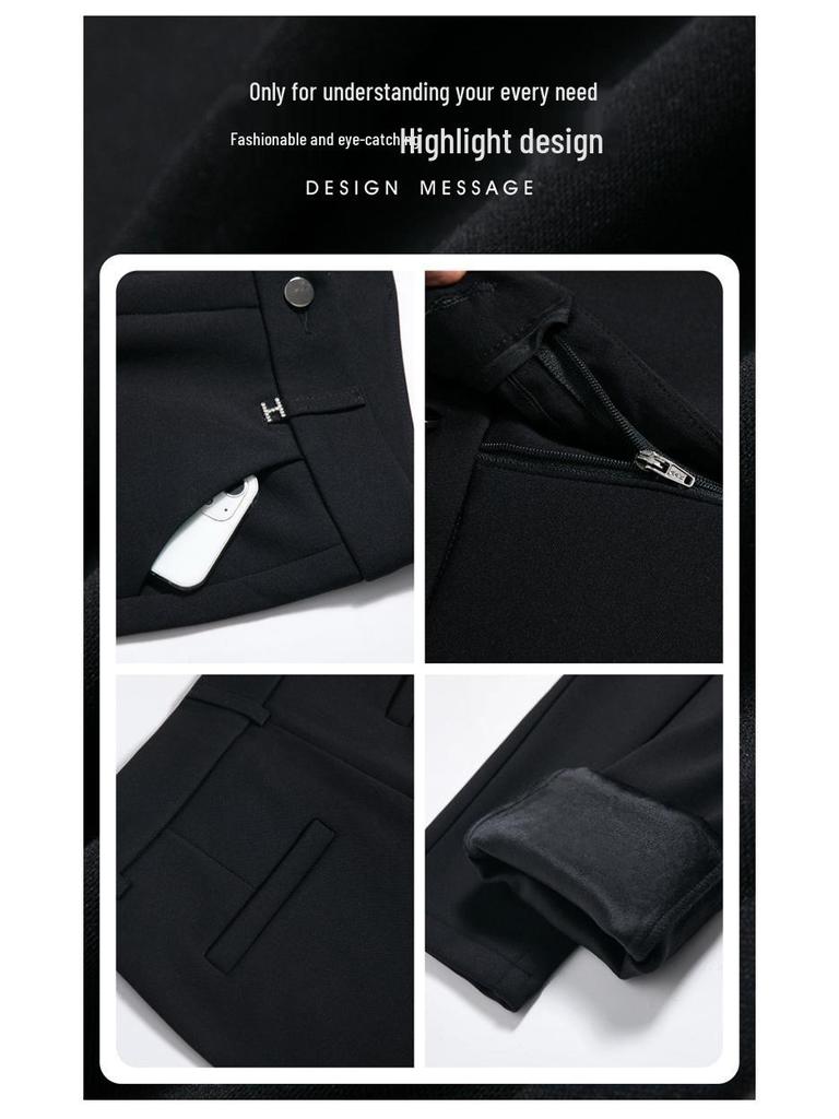 Fleeceforede vinterbukser med rette ben og elastikk for kvinner - Varme, løse, allsidige