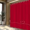 Elegant Red Shower Curtain With White Line Heart Design Waterproof Polyester Bath Curtain No Punching For Modern Bathroom Decor
