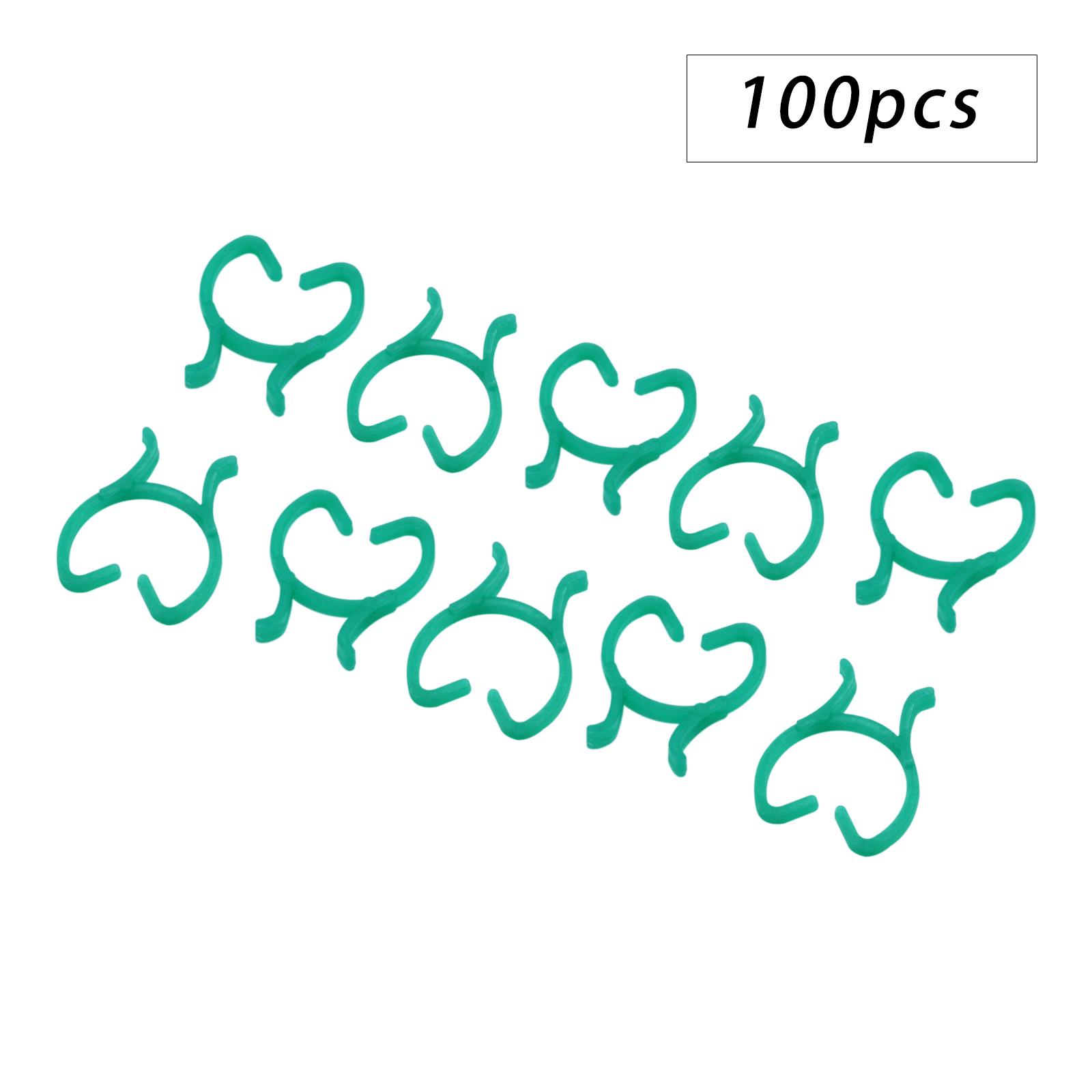 

100 шт. зажимы для растений, удерживающие вены для овощей, многоразовые садовые опоры, зажимы, петли, подставка для стебля 2,5 см/2,8 см/3,4 см, пластик, зеленый цвет