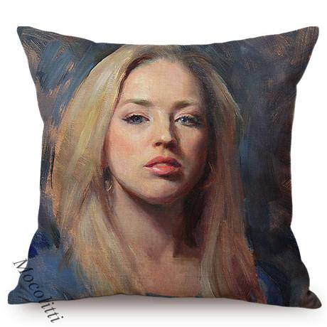 Beautiful Woman Self Portrait Art Sofa Throw Pillow Case Sexy Oil Painting Chair Decoration Square Cushion Cover Cojines