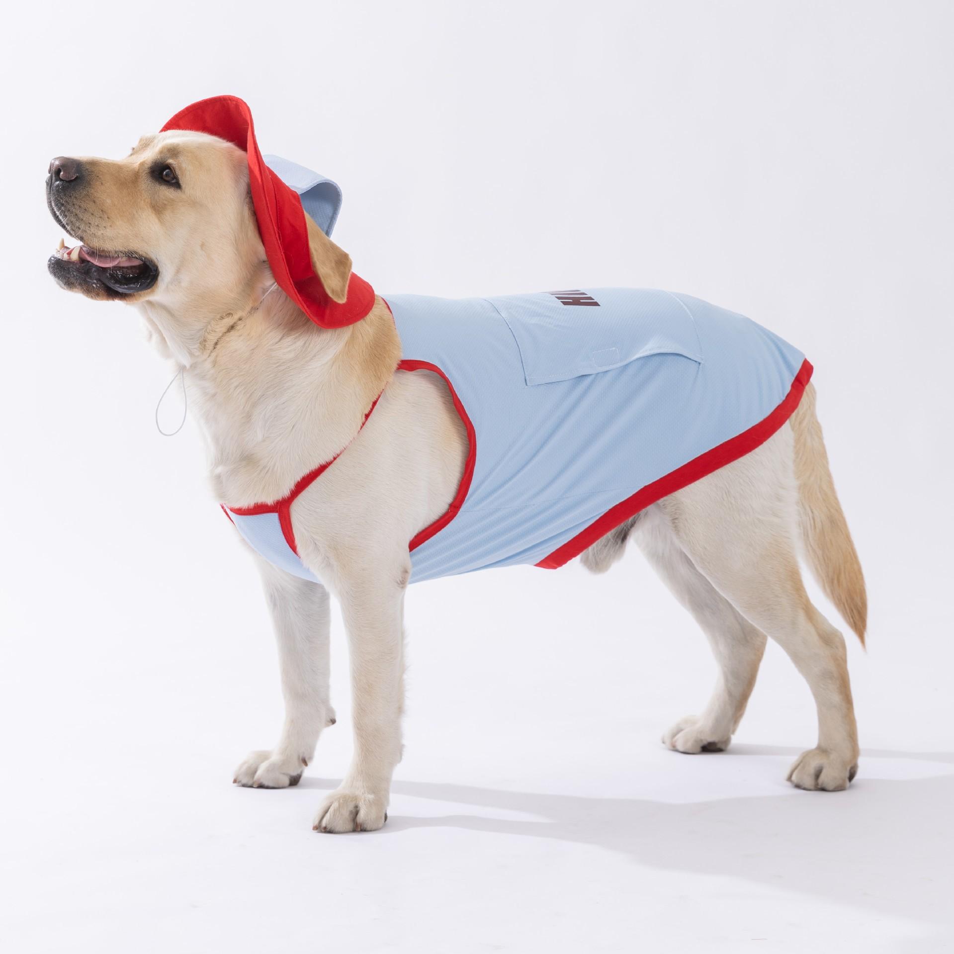 

New large dog big dog suspender sun hat vest spring and summer thin cooling cool clothes pet dog clothes 3XL recommended weight 20-15kg бонди синий
