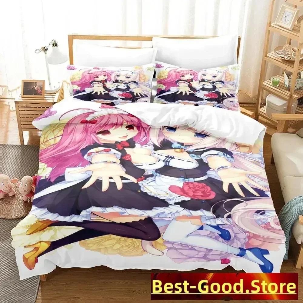 New Nekopara Ova Bedding Set Duvet Cover Sheet Printed Bed Set Pillowcase Bed Full Queen King Size Comforter Bedroom