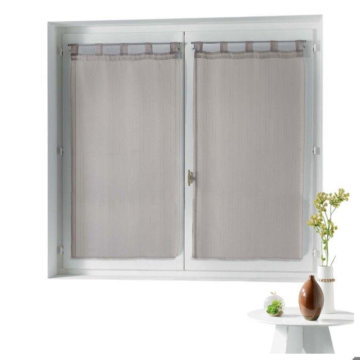 Voilage - EDEN - Horizon - 60 x 90 cm - Rayures ton sur ton - 5 passants