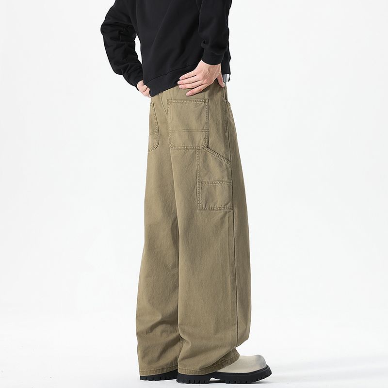 Minger | American High Street Trendy Brand Tooling Casual Pants Men's Autumn New Loose Wide-leg Straight Cotton Trousers