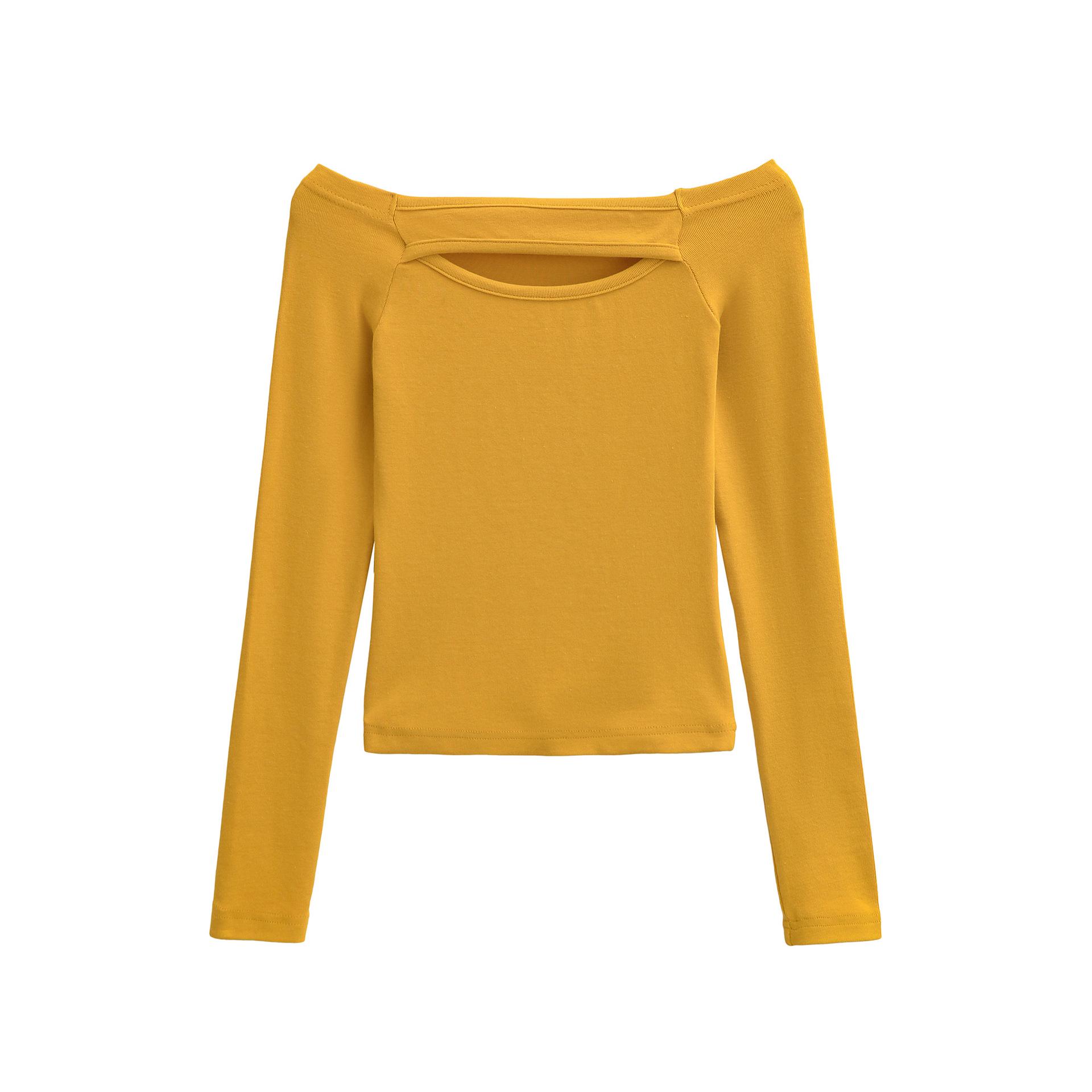 

Spicy Style Women s One-Shoulder Ribbed Long Sleeve T-Shirt Medium жовтий