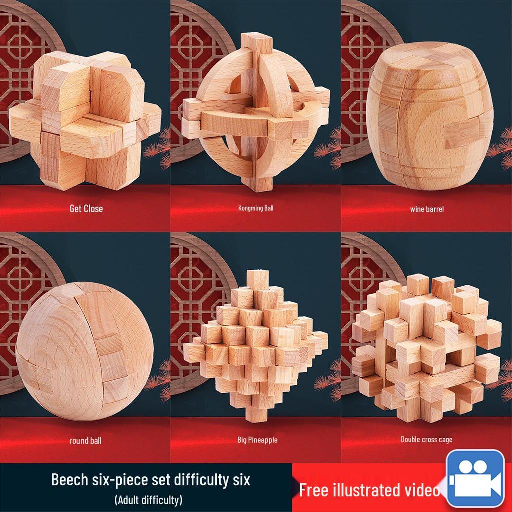 Kongming & Luban Interlocking Puzzle Set: Educational Toys for 7+ Year Olds, Enhancing Intelligence and Relaxation with Nine Building Blocks.