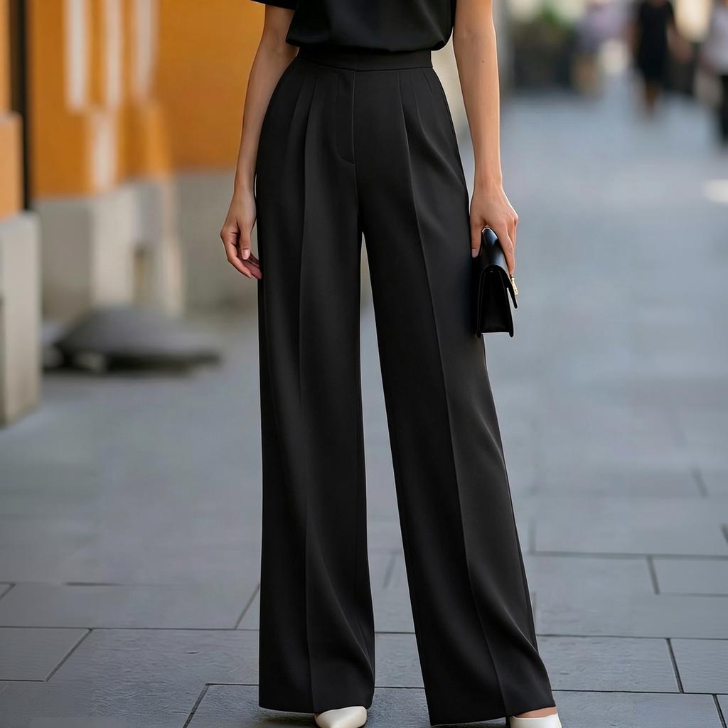 Women's High Waist Straight Leg Drape Dress Pants for Work