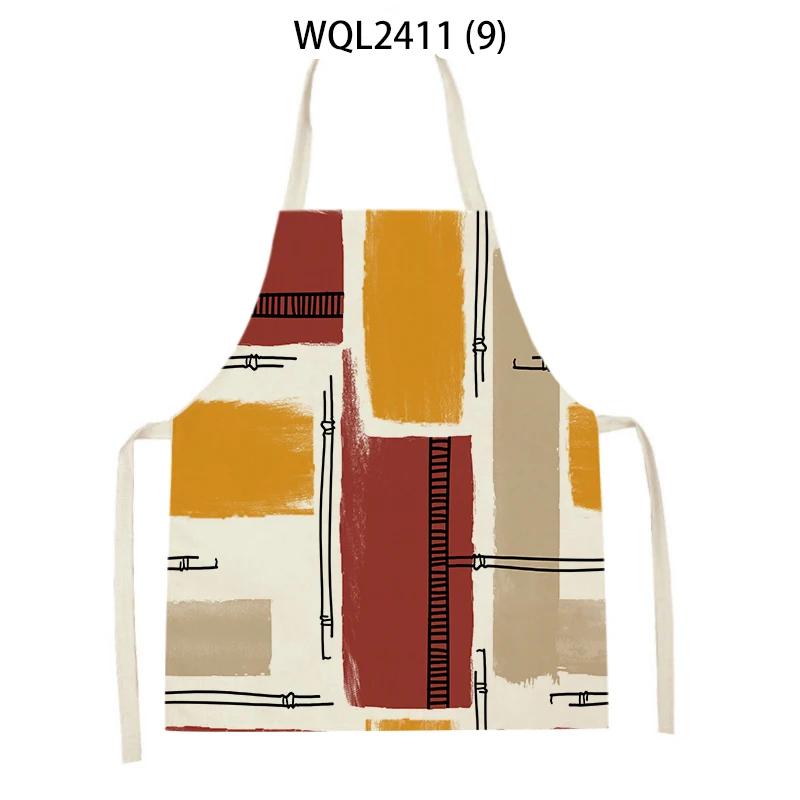 Geometry Stripe Triangles Pattern Kitchen Apron for Women Linen Bibs House Cleaning Pinafore Home Cooking Apron Accessories