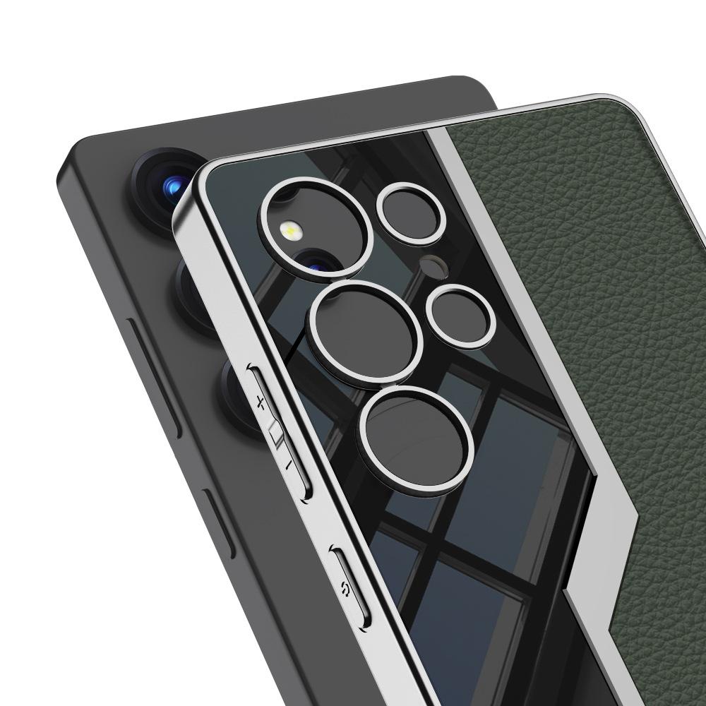 Suitable for Samsung S25ultra Mobile Phone Case S25 Mobile Phone Case S25plus Electroplated Plain Leather Supercar Mobile Phone Case