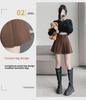 Women's High-Waist Corduroy Pleated Shorts - 2024 Spring Collection, Slimming Wide-Leg Casual Booty Shorts for Petite.