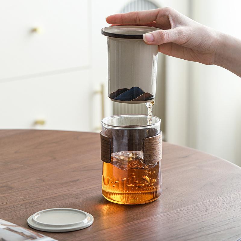 Creative Yuanshan Glass Tea Water Separator Cup Ceramic Teacup High-end Filtered Souvenir with Lid Handy Water Cup