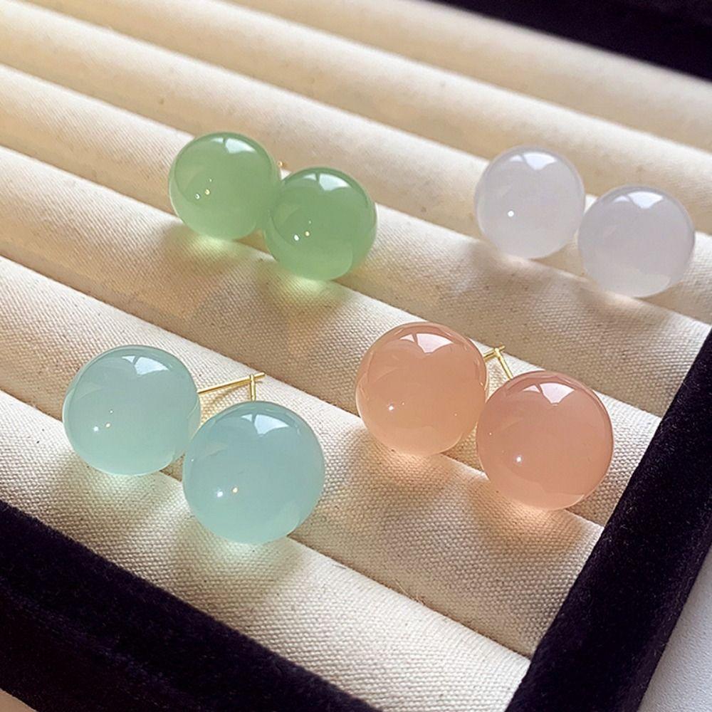 

925 Silver Stud Earrings Ball Ear Clips Smooth Surface Tiny Ear Stud Summer