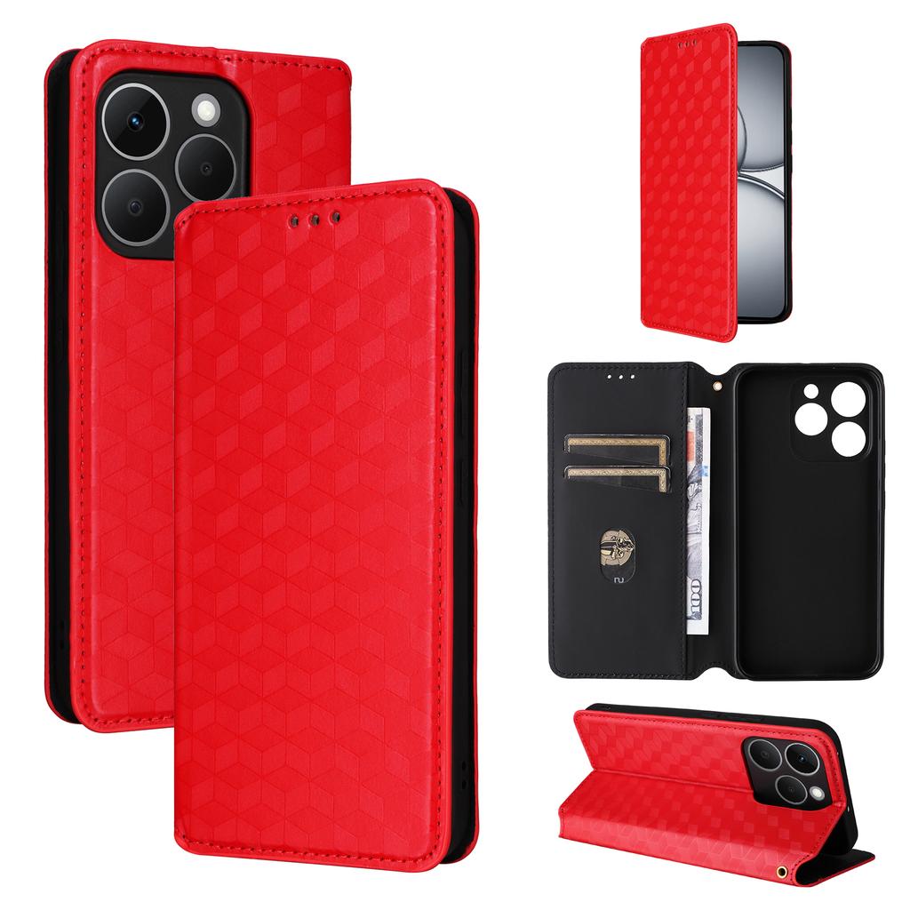 For Realme 15T 5G Case Wallet Rhombus Imprinted Leather Phone Cover
