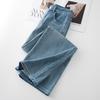2025 Spring Blue High-Waist Slimming Wide-Leg Jeans