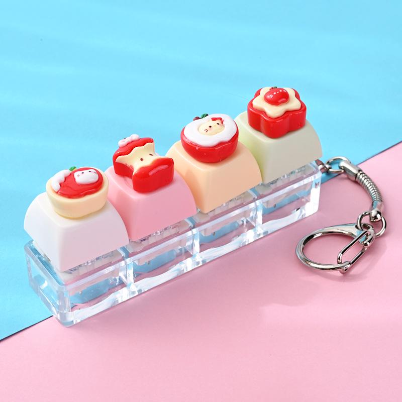 Cute Sticker DIY Button Squeeze Toy Keychain - Stress Relief Pendant
