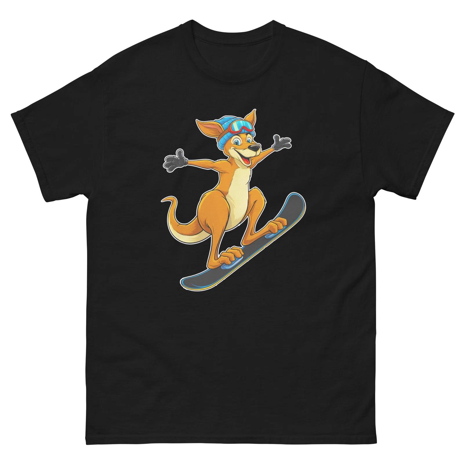 Kangaroo Snowboarding Fun Cartoon Snowboarder Shirt T-Shirt M