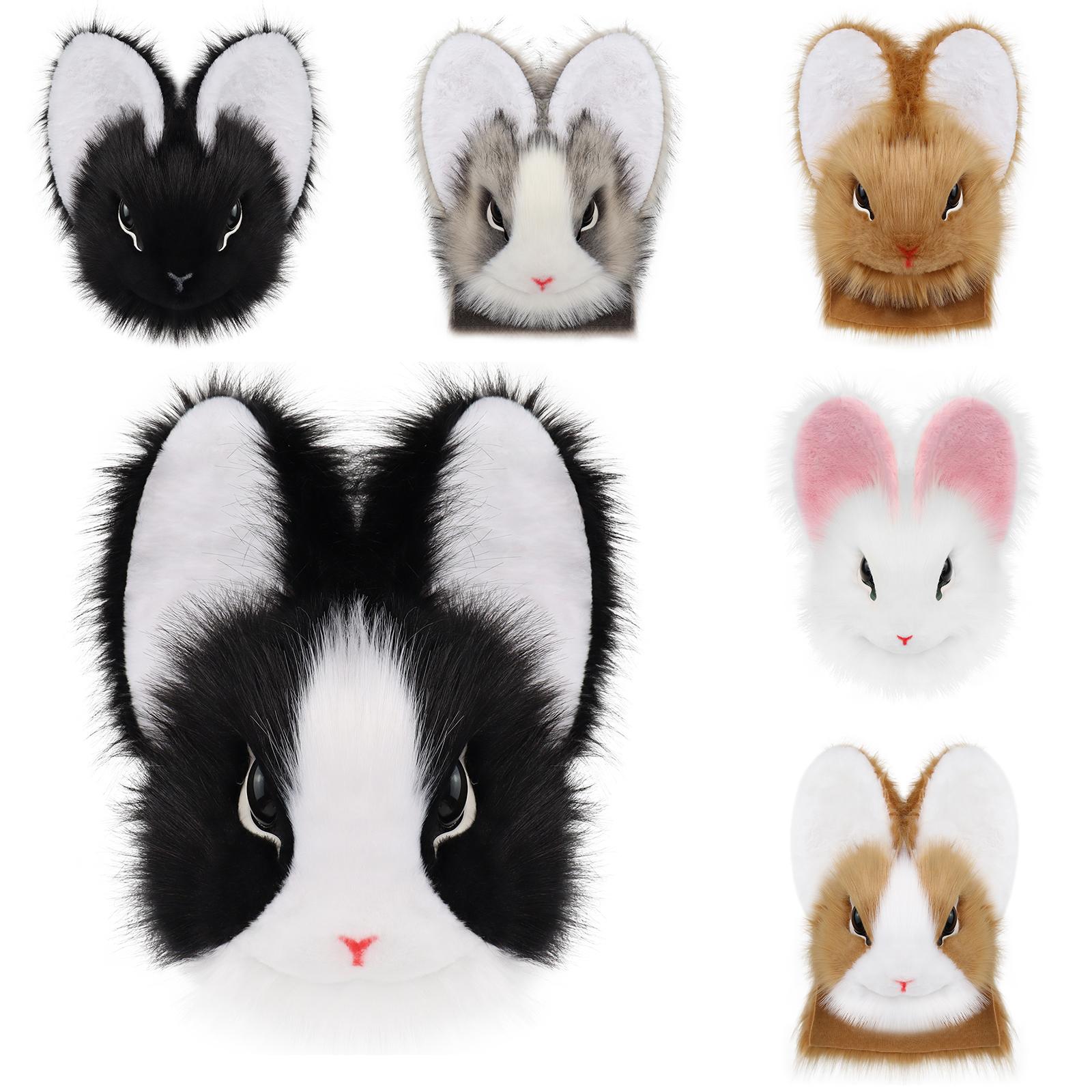 Yiran Sexy Lingerie Plush Rabbit Mask Animal Bunny Faux Fur Full Head Cosplay Costume Props For Easter Party